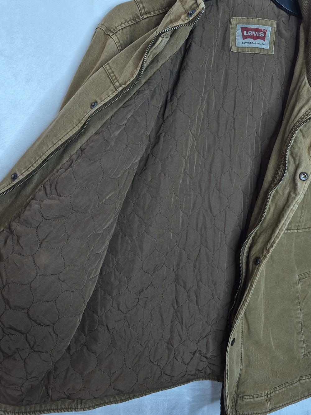 Levi's Quilted Lined Canvas Utility Workwear Field Jacket Tan Mens XXL - Picture 6 of 10